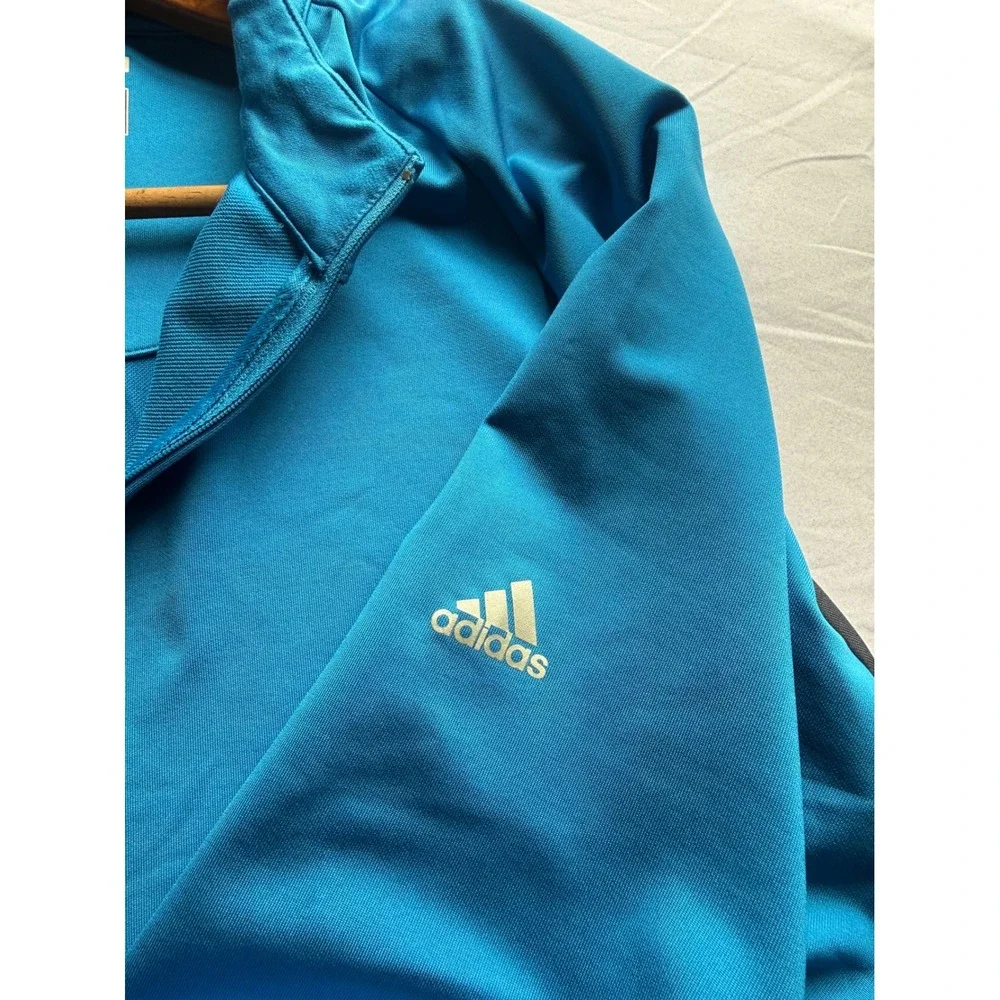 Adidas ClimaWarm Mens XL Blue Quarter Zip Pullover Golf Training Jacket Layering
